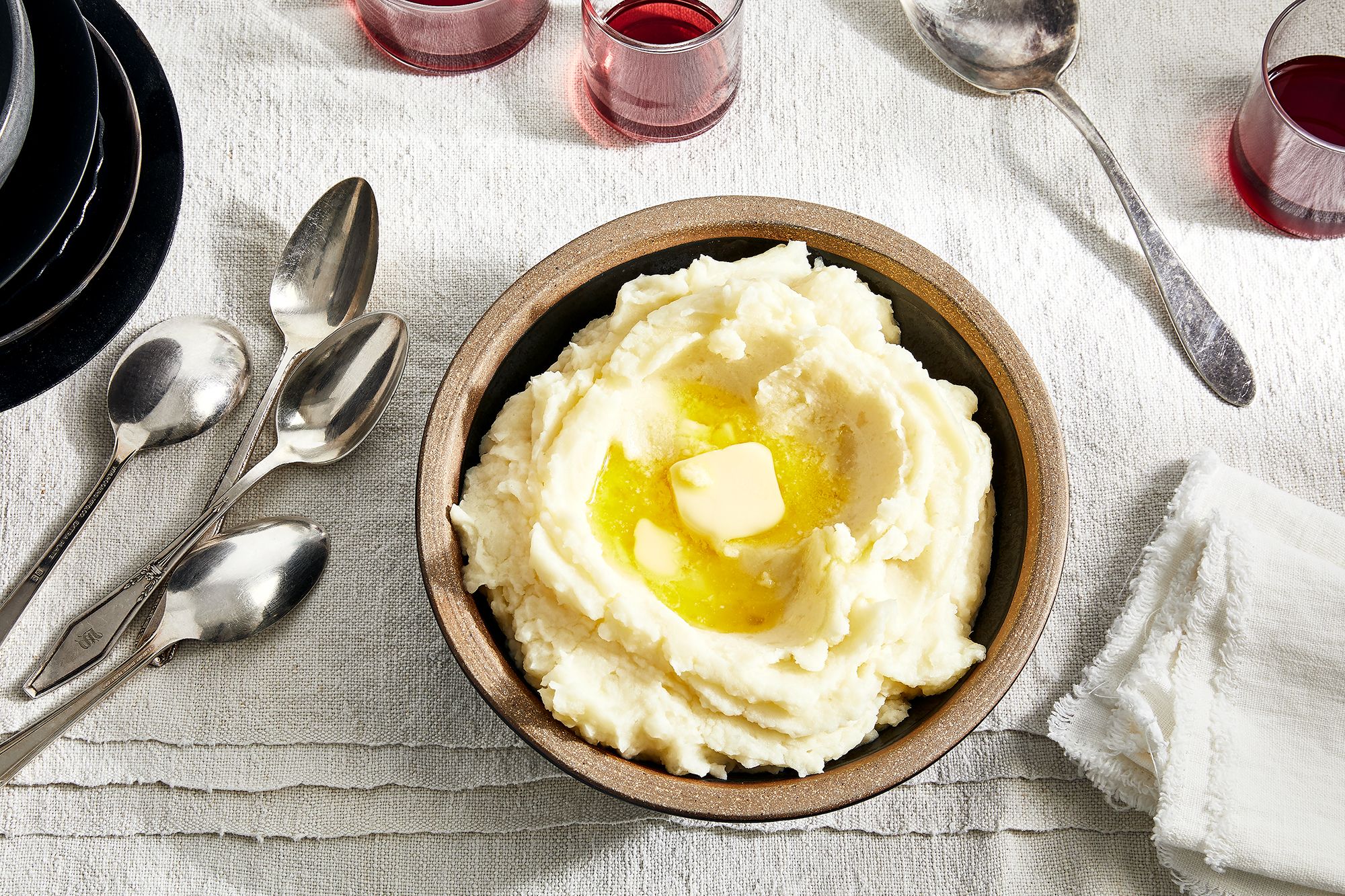 salt and vinegar mashed potatoes with a pat of butter